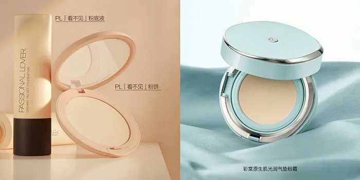 PL恋火看不见粉底液、彩棠原生肌光润气垫粉霜 图源:PL恋火、彩棠小红书