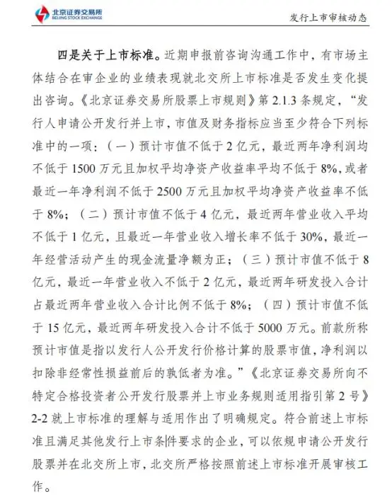 北交所发行上市审核动态_北交所IPO上市标准_股票发行上市