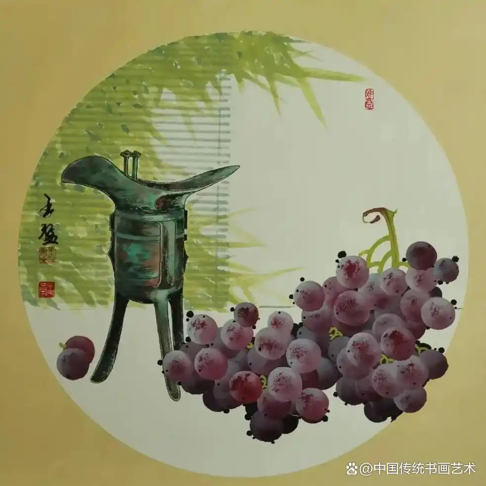 王猛葡萄国画作品：逼真到想摘，挂画就馋了