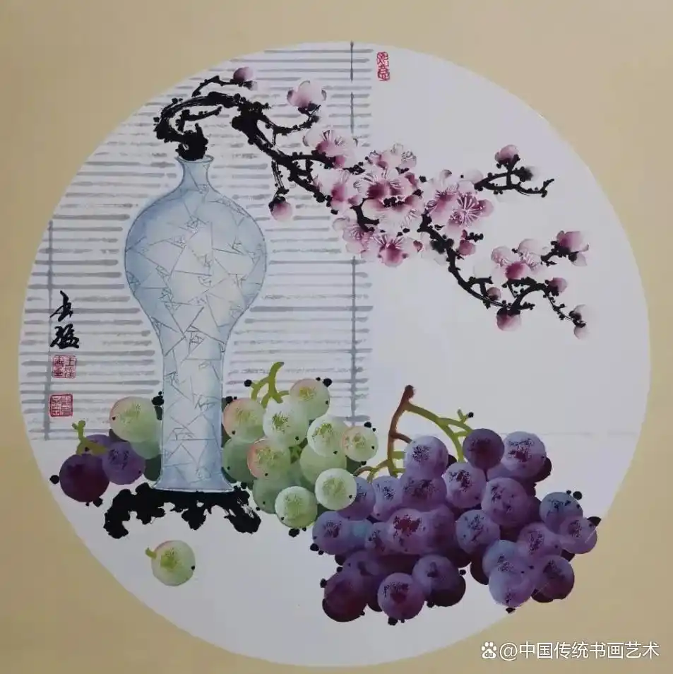 王猛葡萄画技法_画家王猛葡萄画_葡萄国画作品