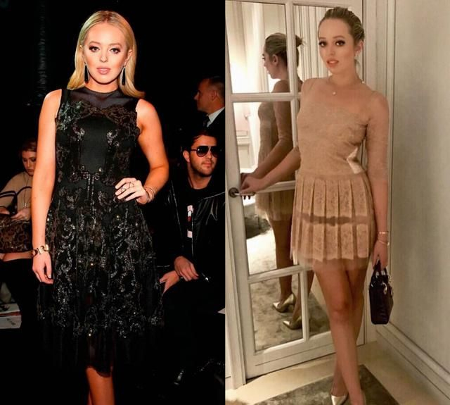 蒂芙尼·特朗普喜欢修身礼服，和伊万卡同框赢了？美貌名媛范儿