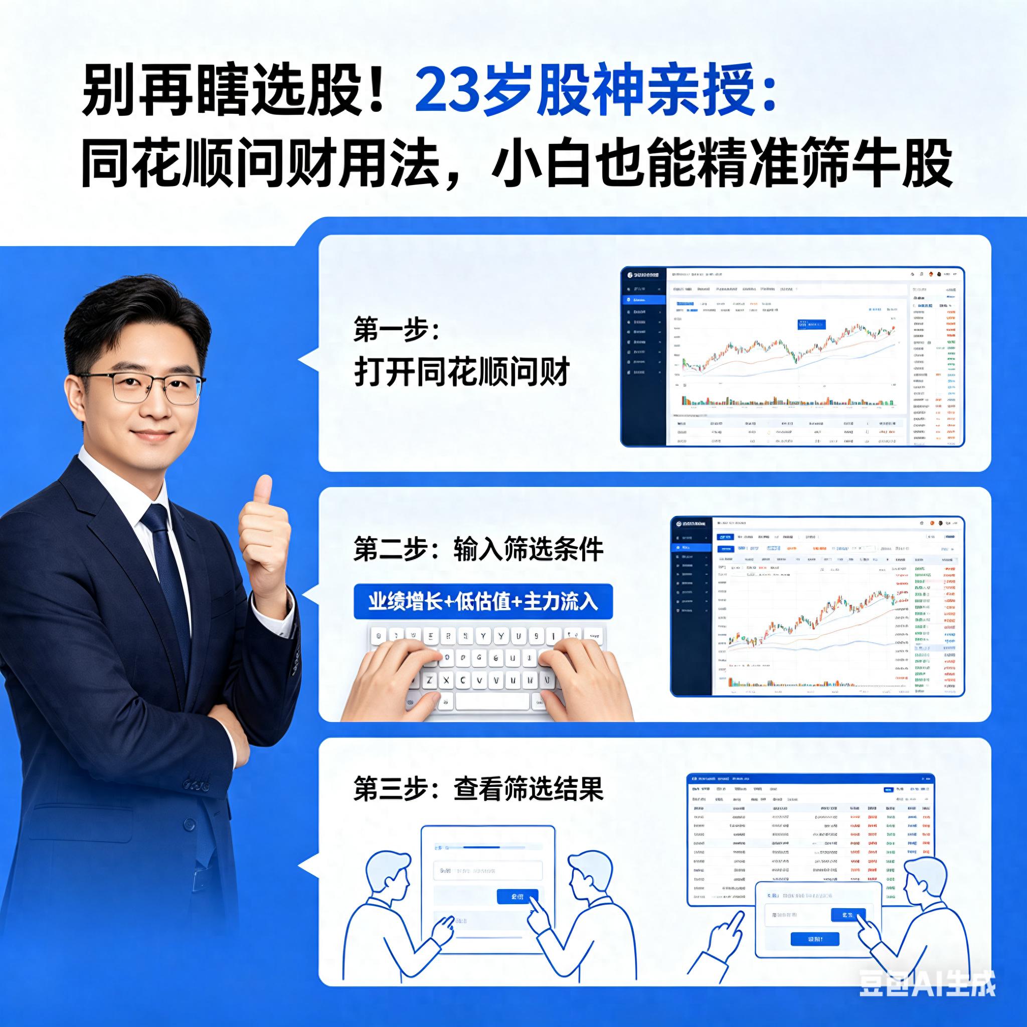 用问财工具筛选牛股，小白三年稳定盈利